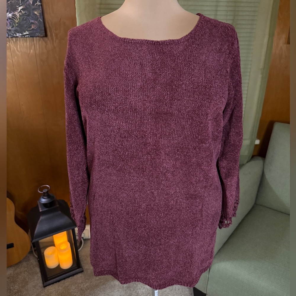 Modern Soul Chenille Crochet Trimmed Sweater (Size 1X)